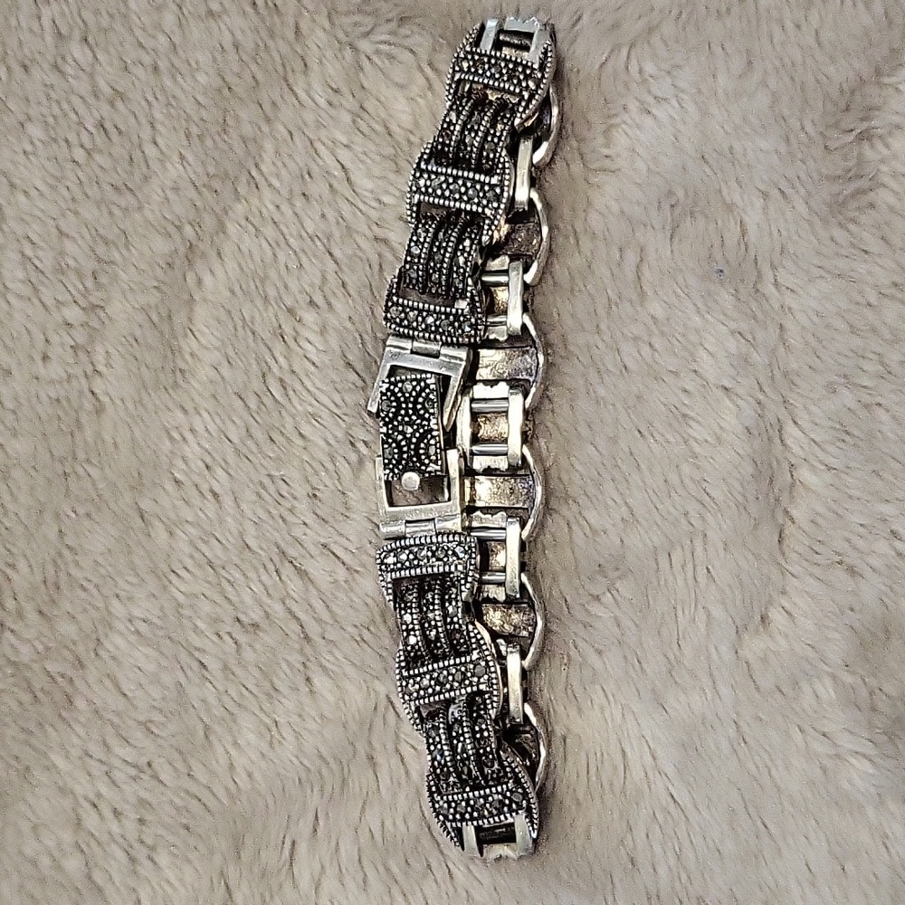 Vintage Sterling Silver Marcasite Bracelet